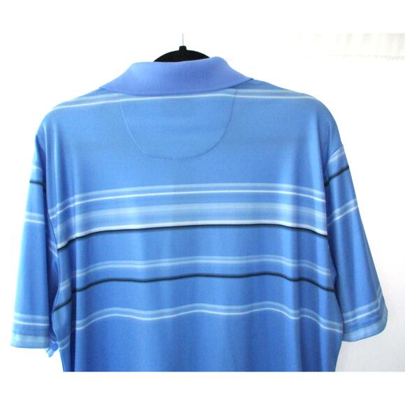 PGA Tour Men's Blue Striped Short Sleeve Stretch Golf Polo Shirt Size Large - Picture 5 of 7